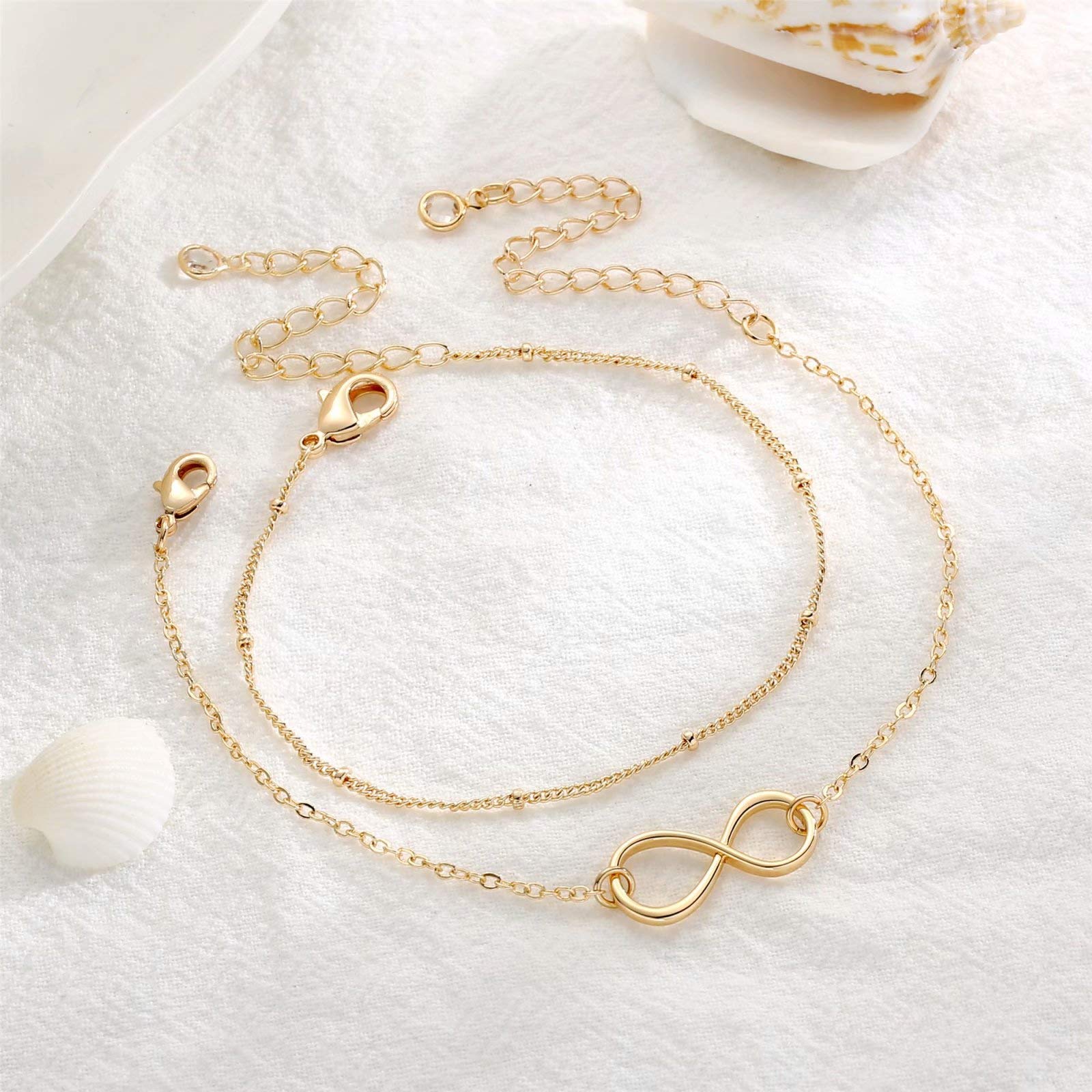 Infinity&Beads Chain Dainty Gold Bracelets for Women