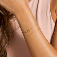 Turandoss 2PCS Dainty Infinity Layered Bracelets for Women Girls, 18K Gold Cute Stack Chain Link Bracelet Hypoallergenic, Jewelry Gifts for Women
