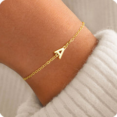 Turandoss Dainty Gold Initial Bracelets for Women Girls, Gold Jewelry for Women, Birthday Gifts for Teen Girls, Trendy Stuff