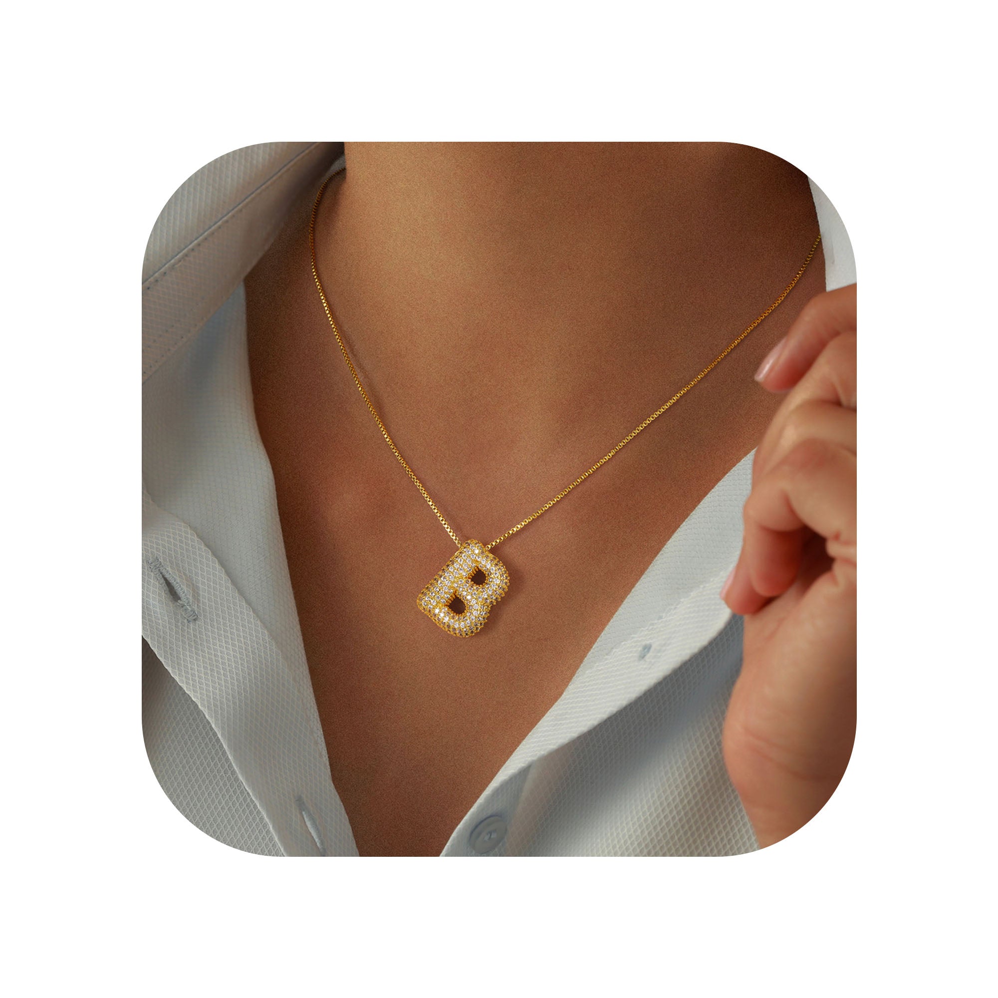 Chunky Gold Bubble Letter Necklace
