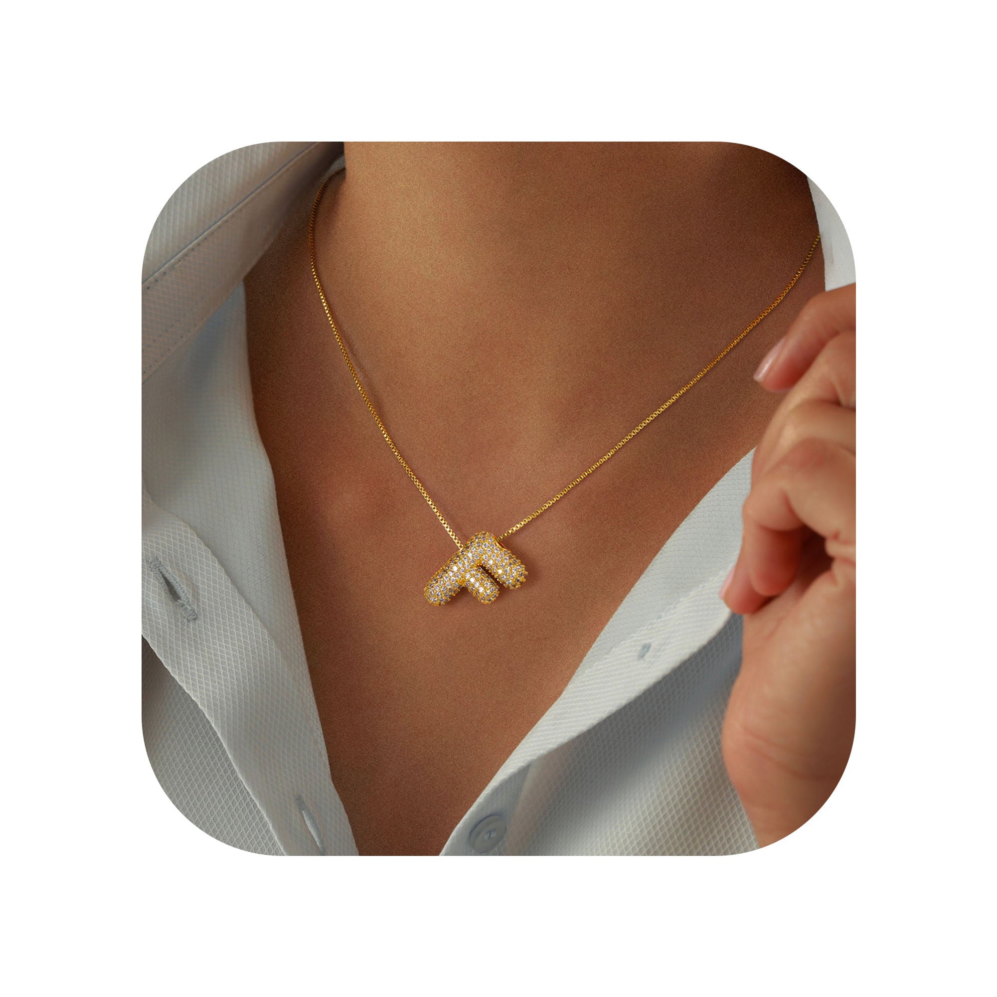 Chunky Gold Bubble Letter Necklace