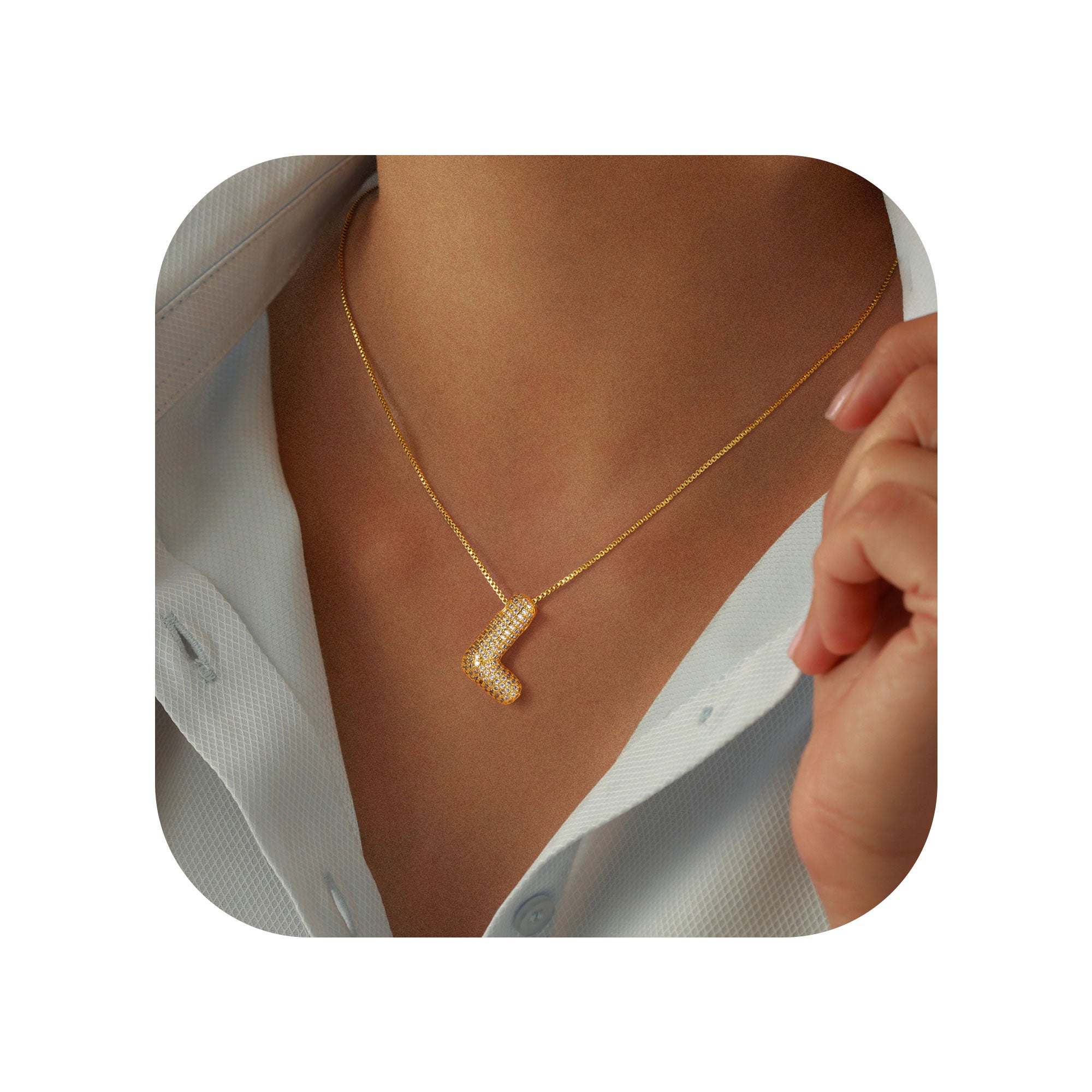 Chunky Gold Bubble Letter Necklace