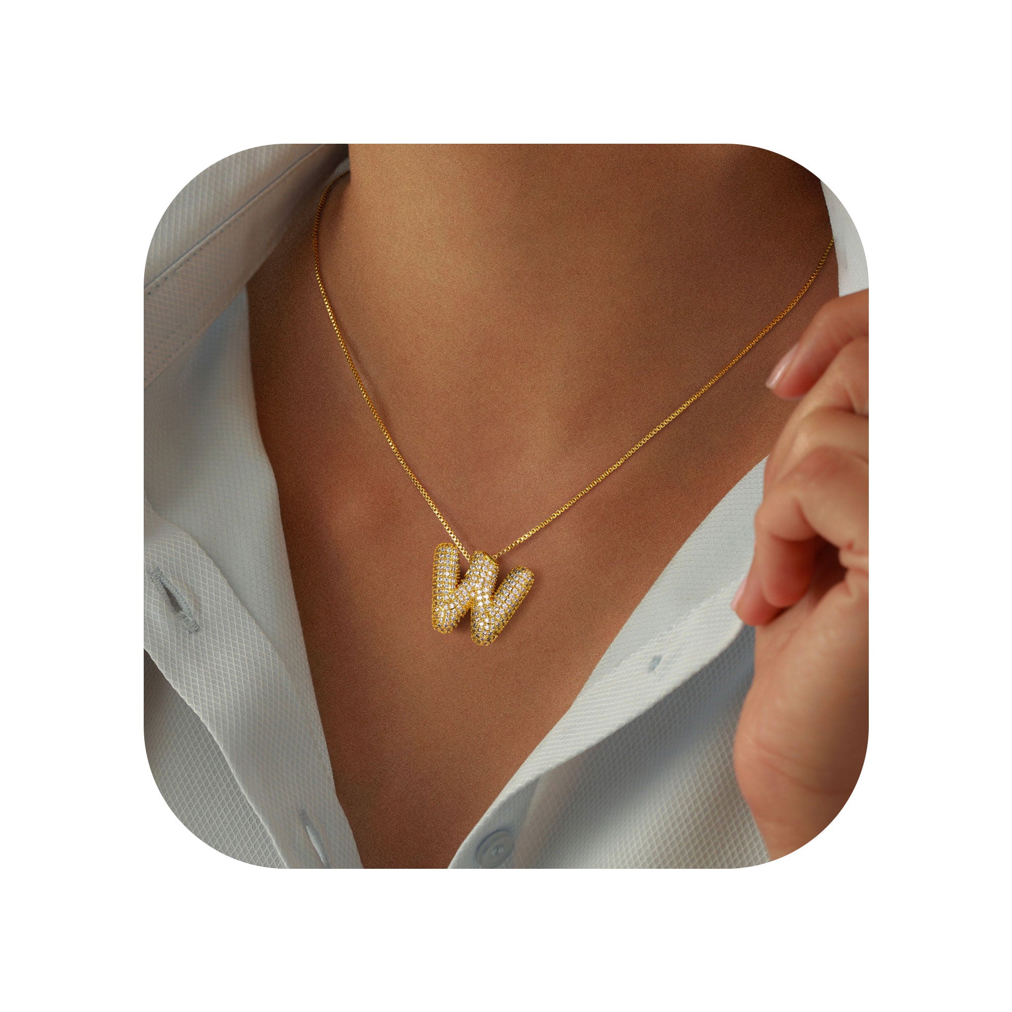 Chunky Gold Bubble Letter Necklace