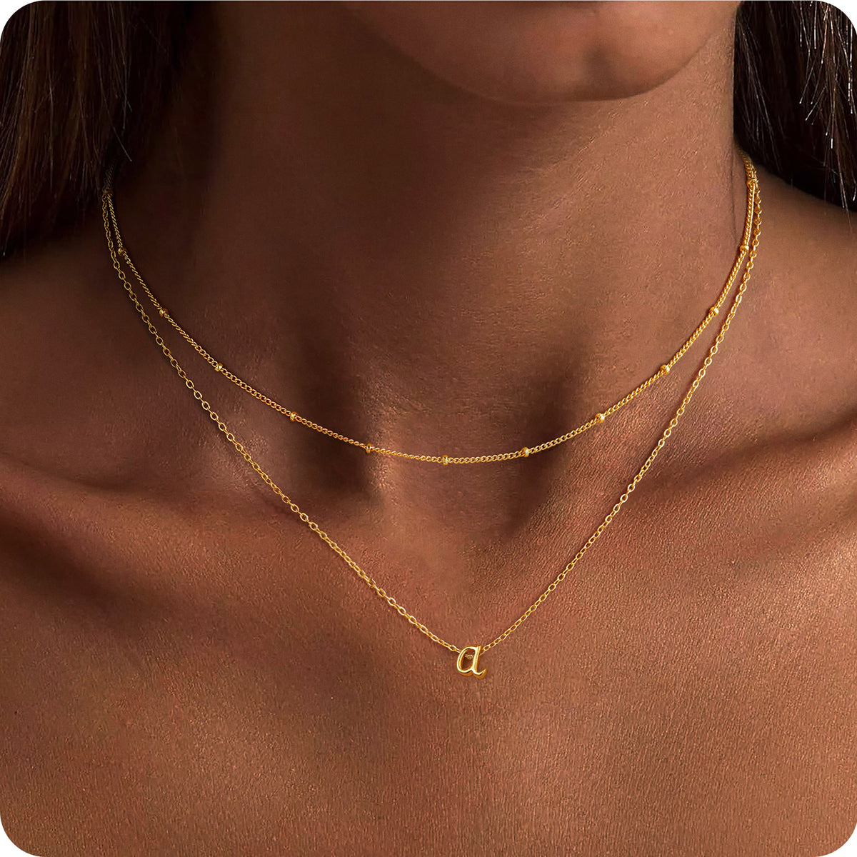 Turandoss Gold Initial Necklaces for Women Girls, Dainty Layered Pendant Necklace, Gold Jewelry for Women, Birthday Gifts for Girls 8-18