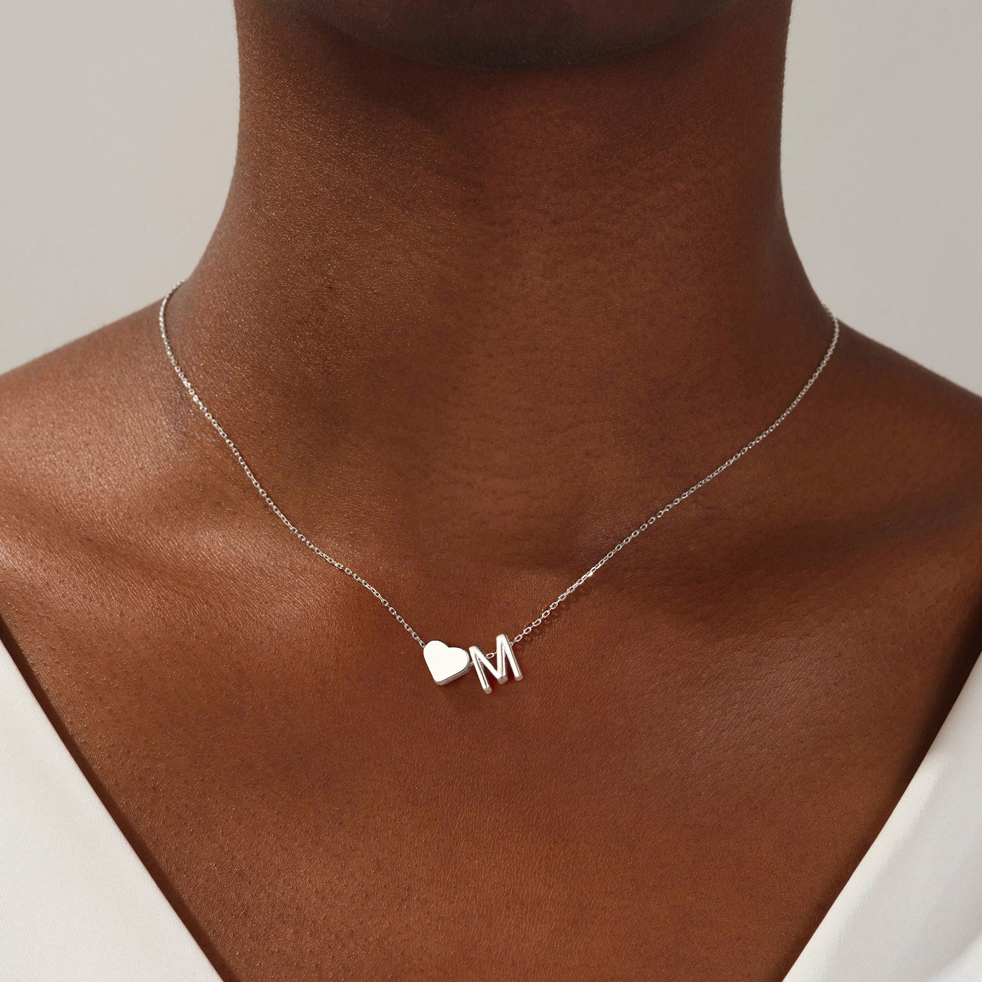 Tiny Silver Initial Necklaces Gifts for Women