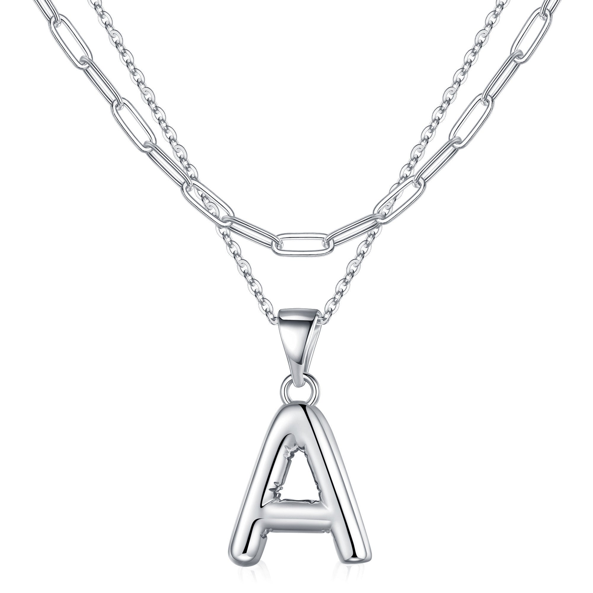 Silver Dainty Bubble Letter Necklace