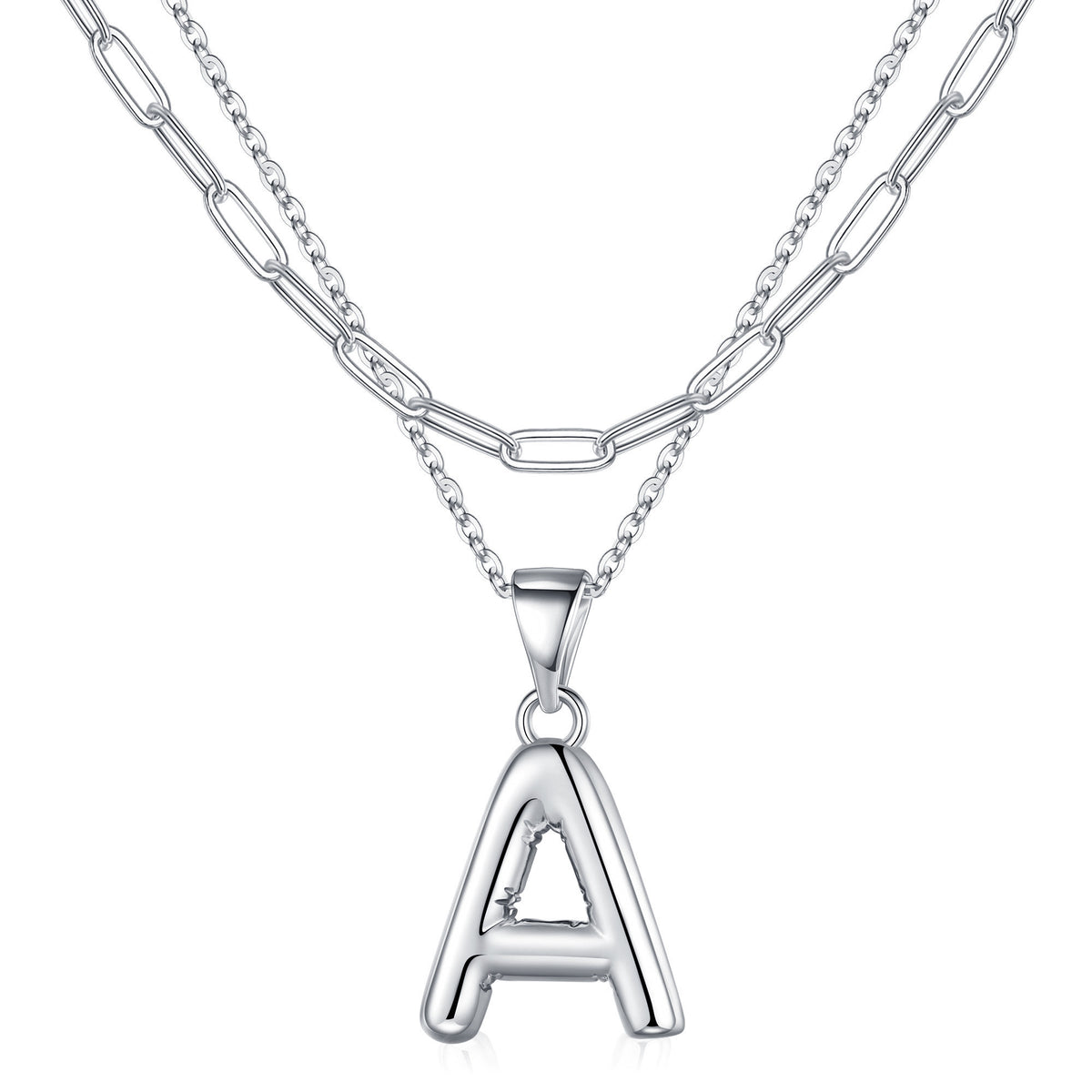 Silver Dainty Bubble Letter Necklace
