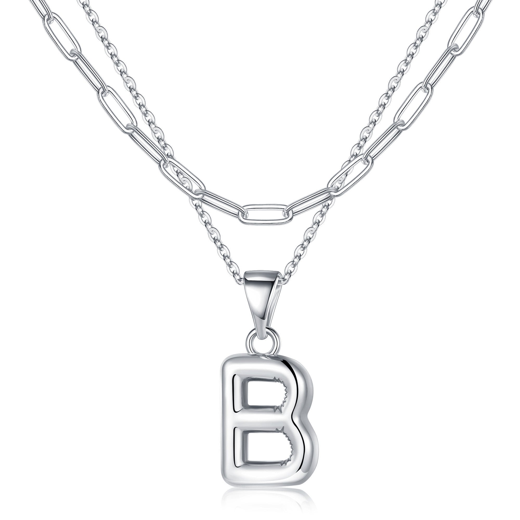 Silver Dainty Bubble Letter Necklace