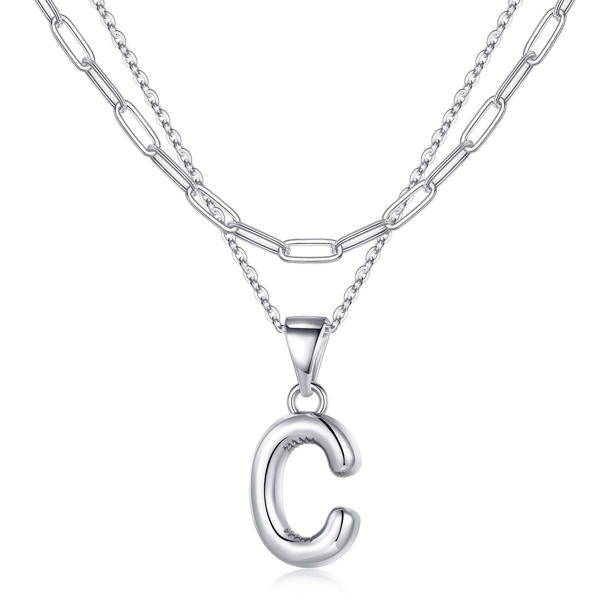 Silver Dainty Bubble Letter Necklace