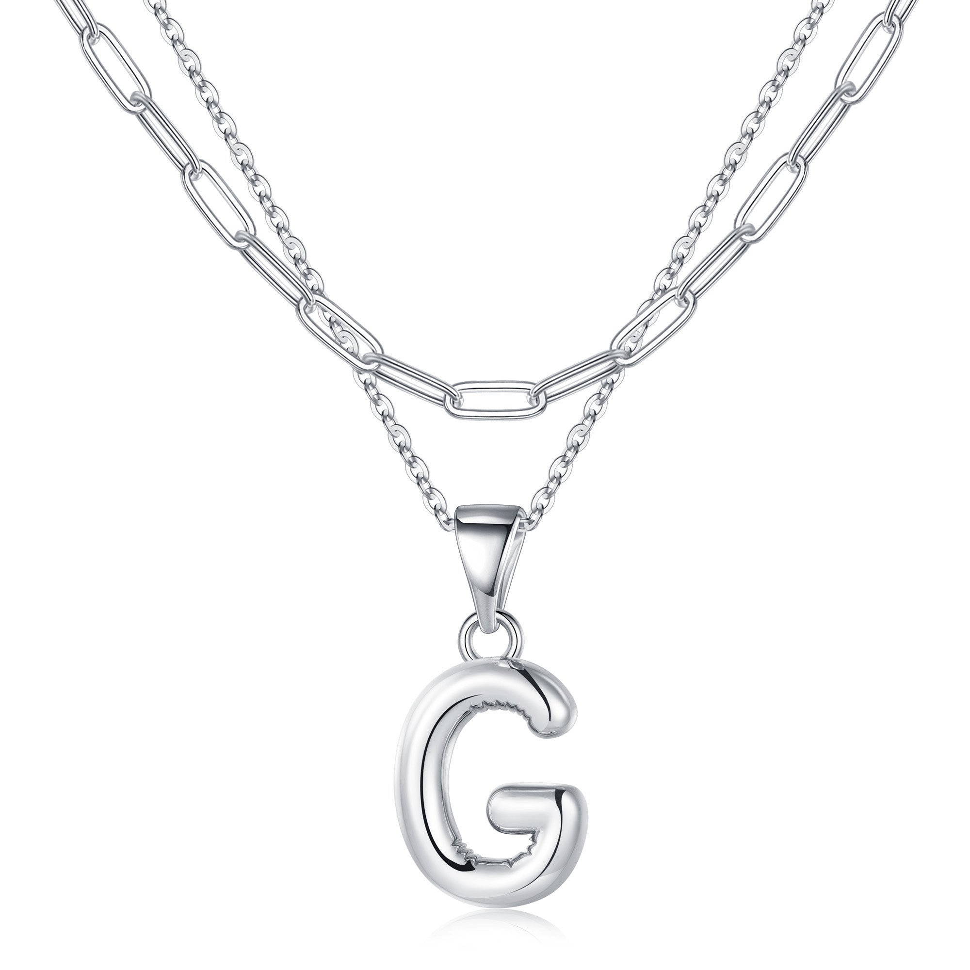 Silver Dainty Bubble Letter Necklace