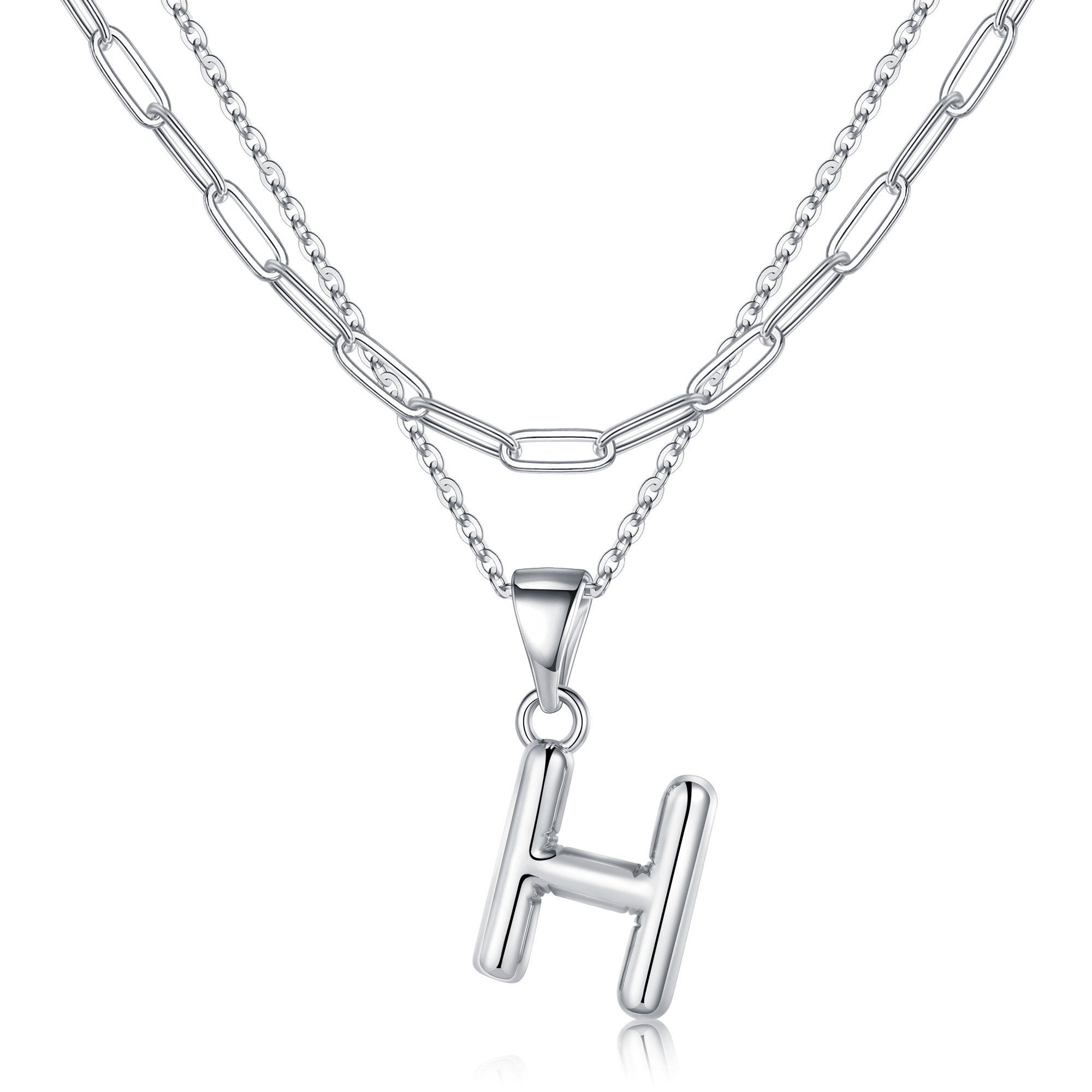 Silver Dainty Bubble Letter Necklace