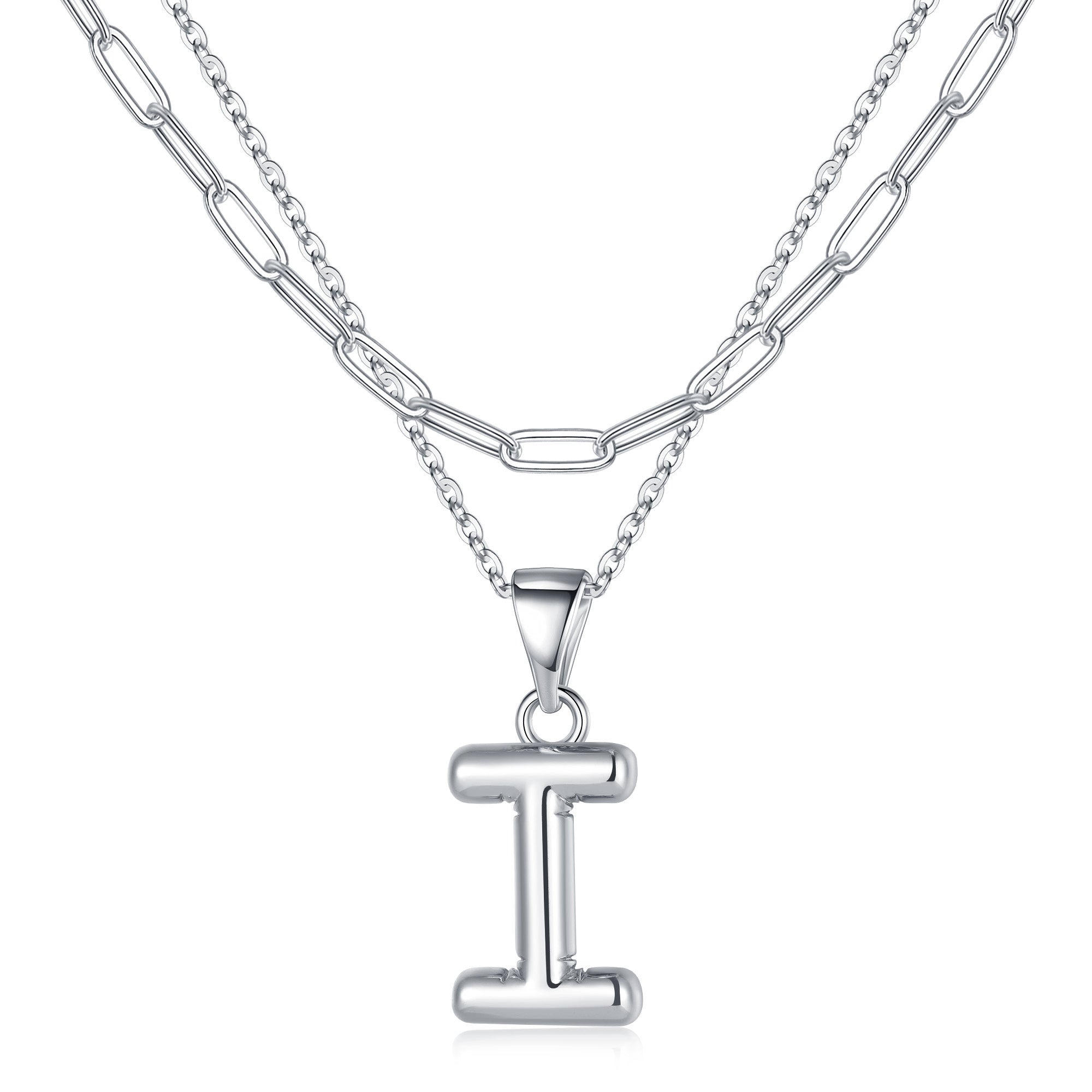 Silver Dainty Bubble Letter Necklace