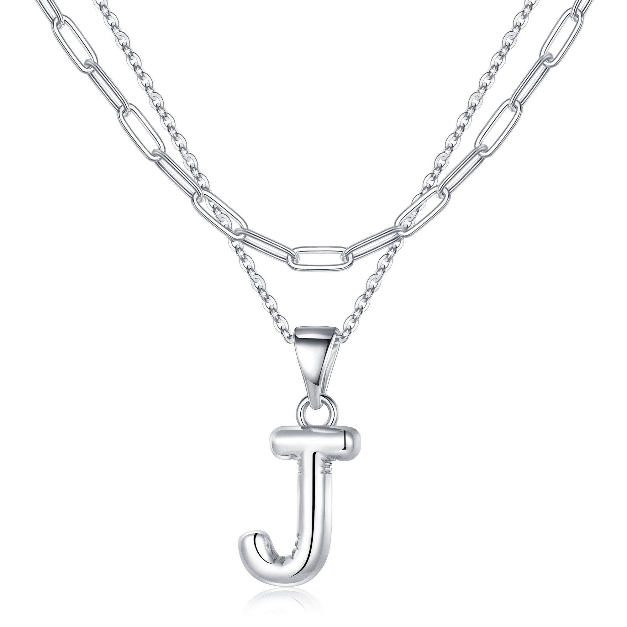 Silver Dainty Bubble Letter Necklace