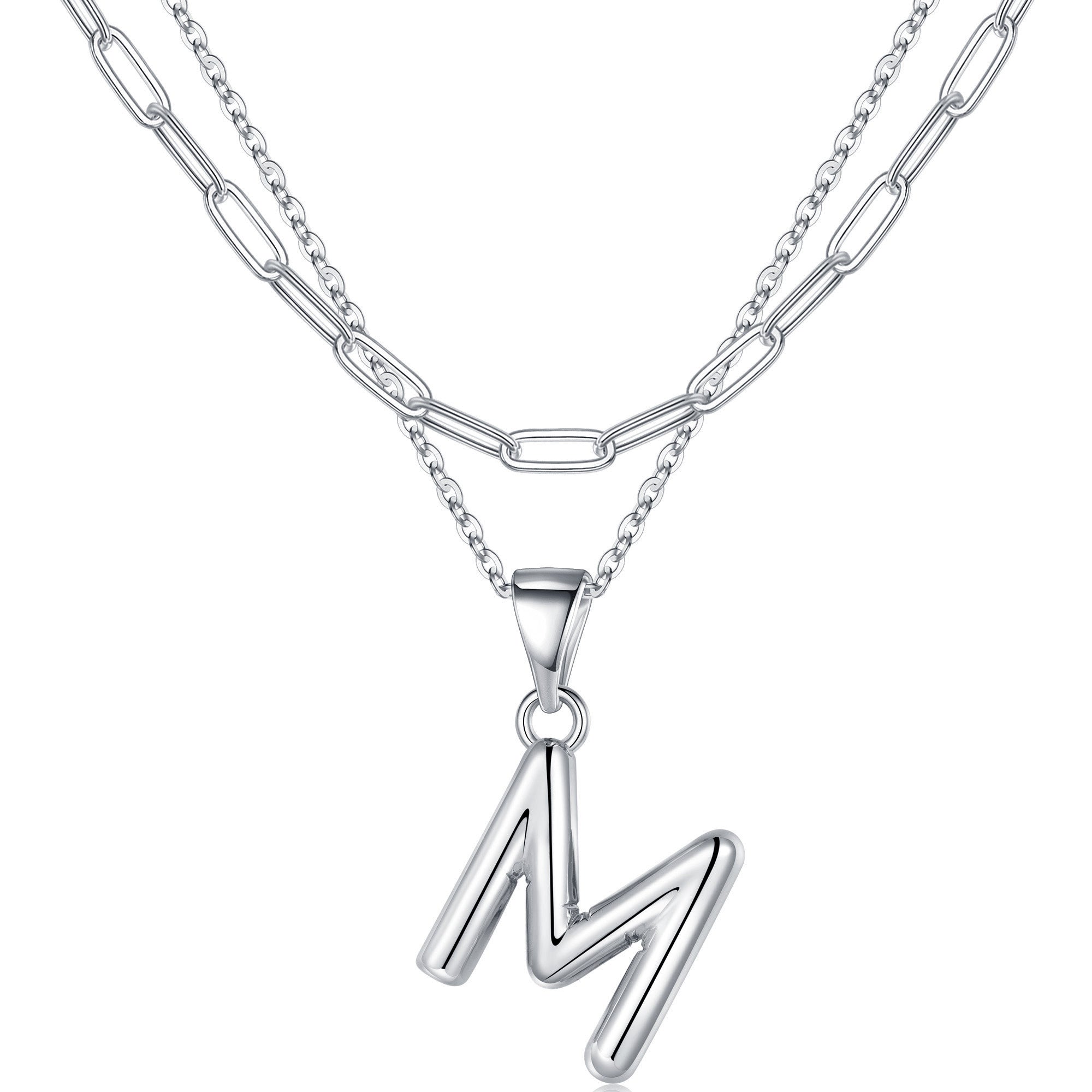 Silver Dainty Bubble Letter Necklace