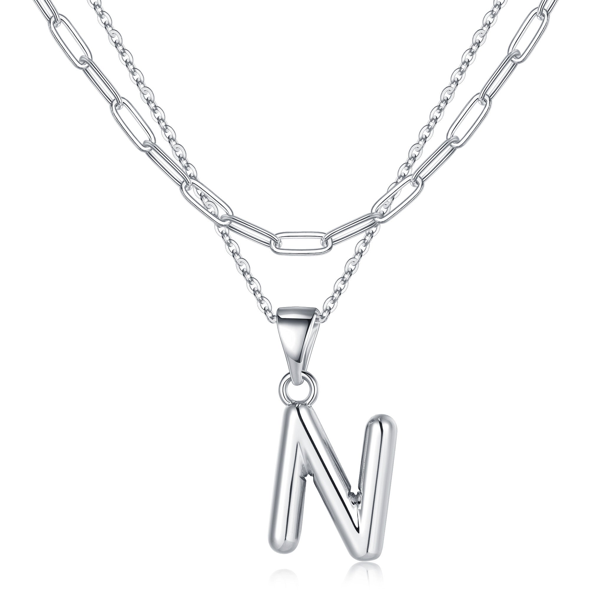 Silver Dainty Bubble Letter Necklace