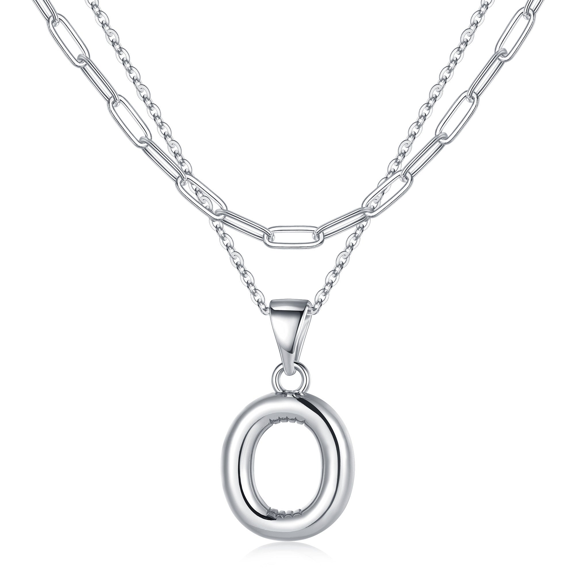 Silver Dainty Bubble Letter Necklace