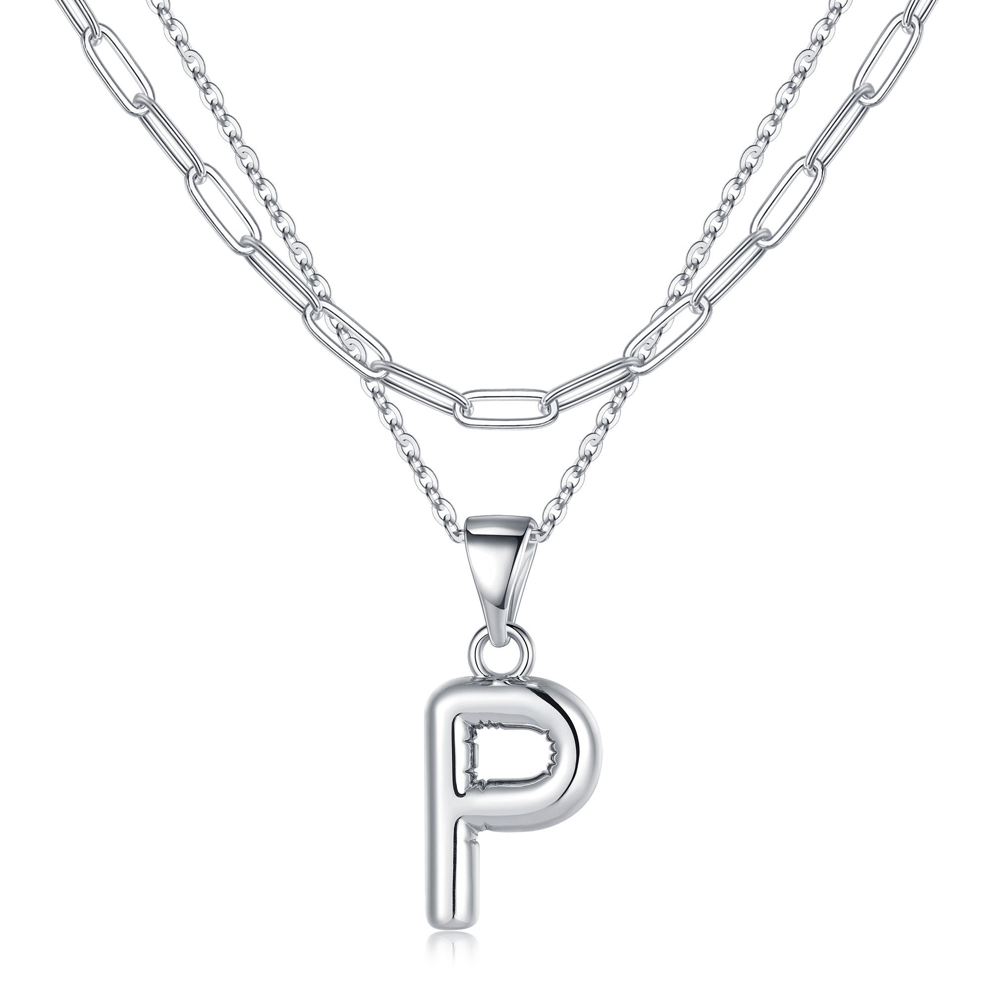 Silver Dainty Bubble Letter Necklace