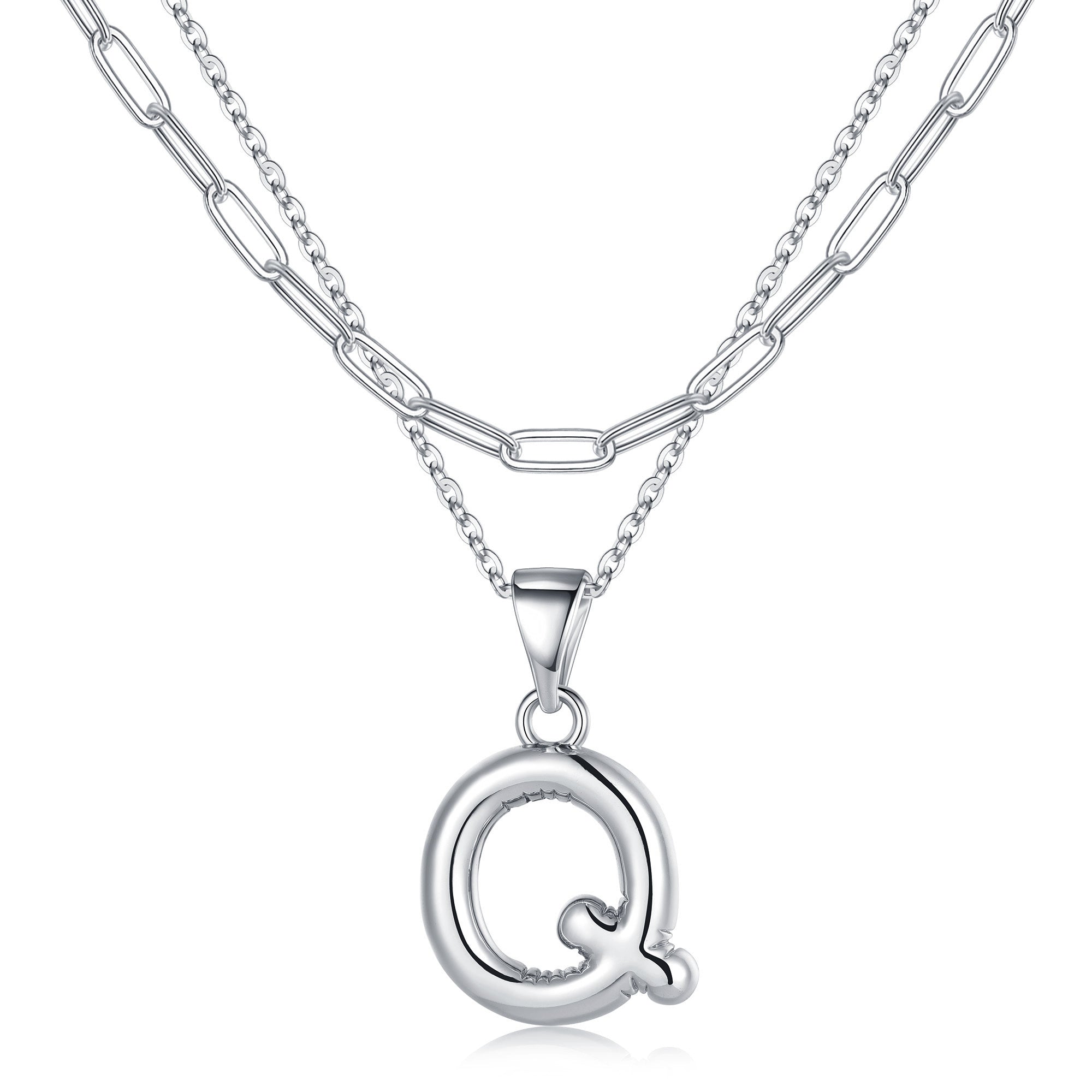 Silver Dainty Bubble Letter Necklace