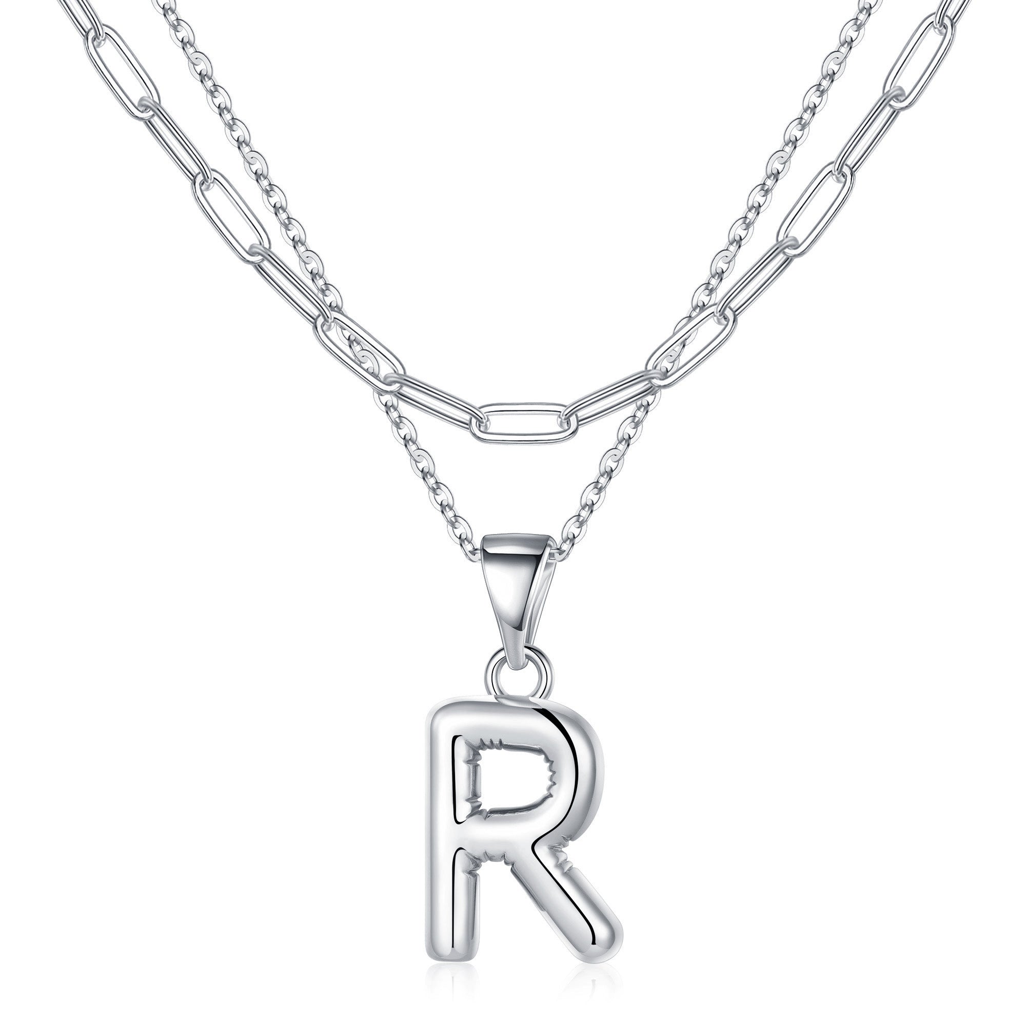 Silver Dainty Bubble Letter Necklace