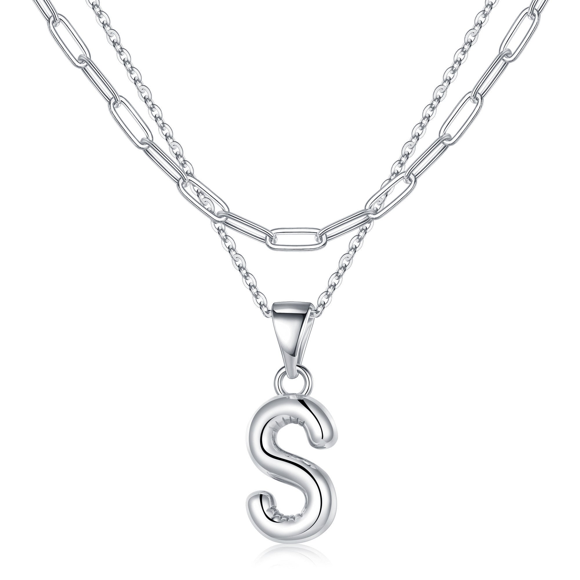 Silver Dainty Bubble Letter Necklace