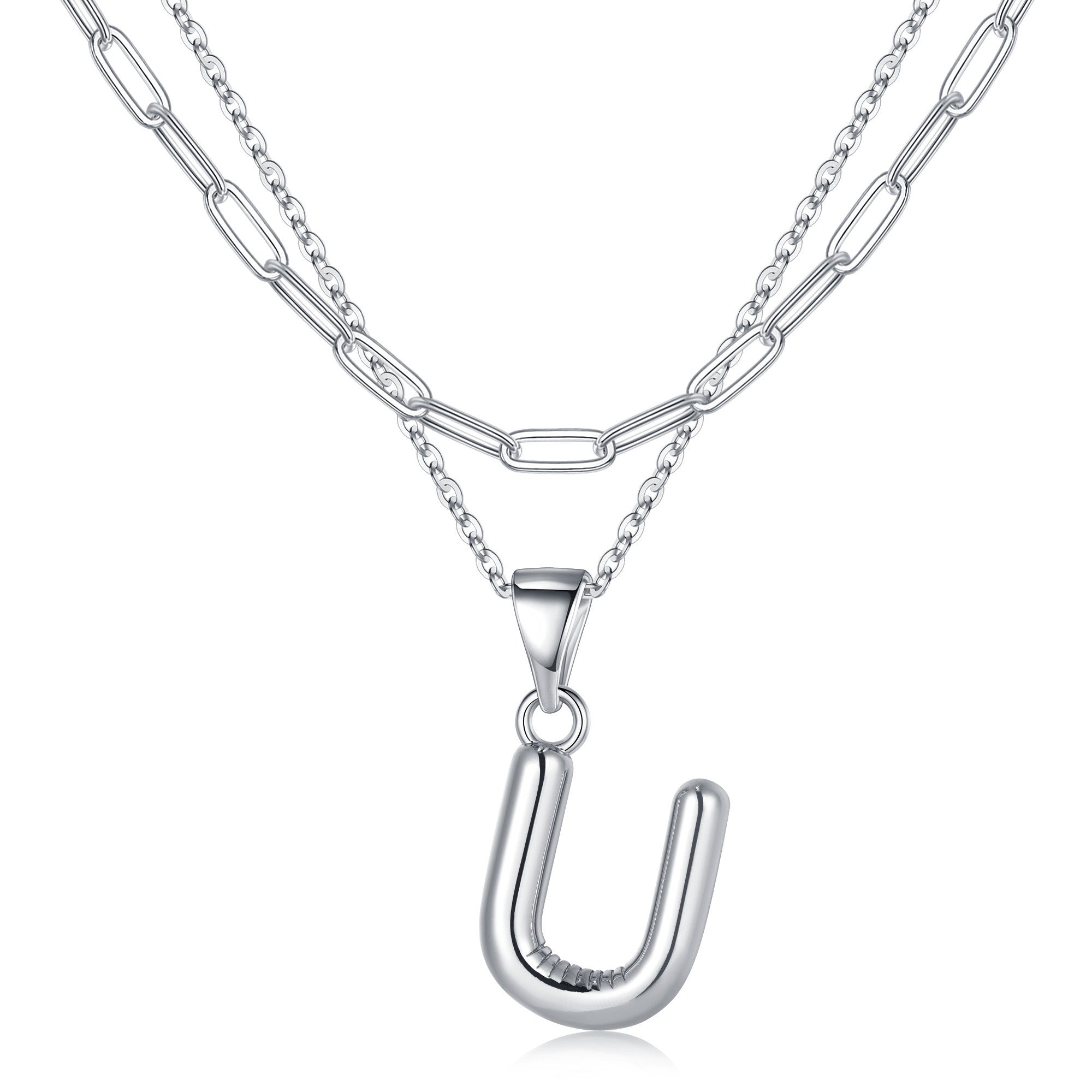 Silver Dainty Bubble Letter Necklace