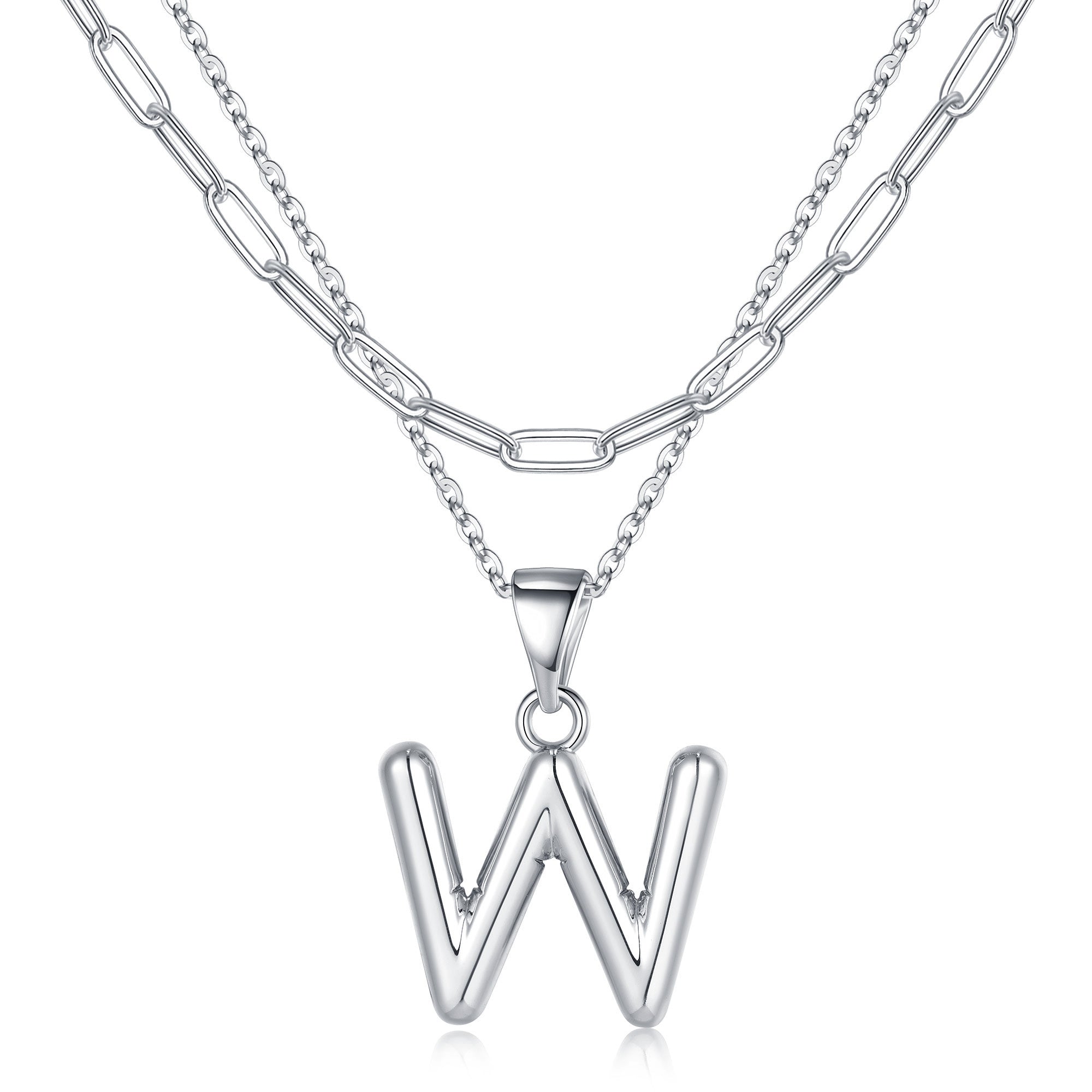 Silver Dainty Bubble Letter Necklace