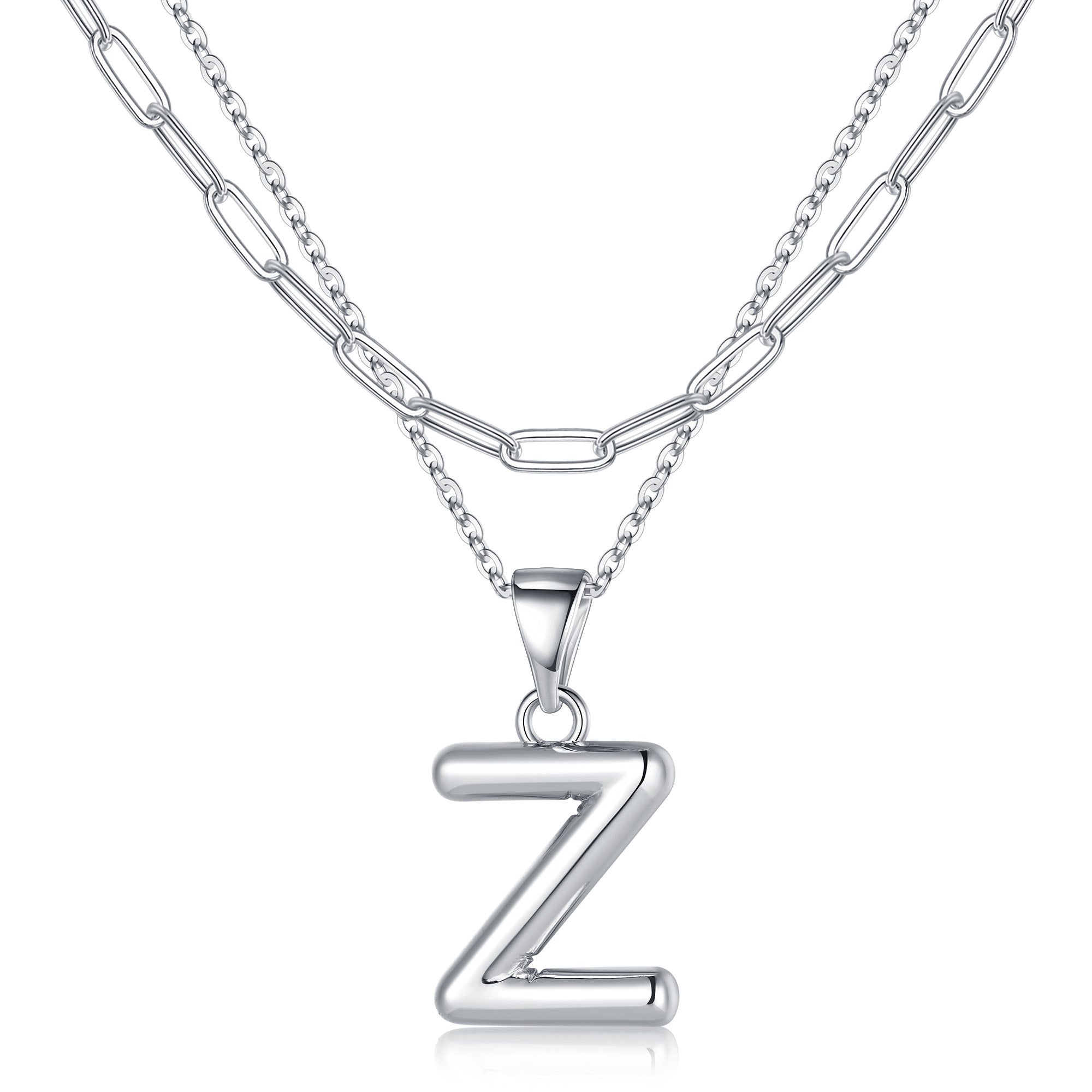 Silver Dainty Bubble Letter Necklace