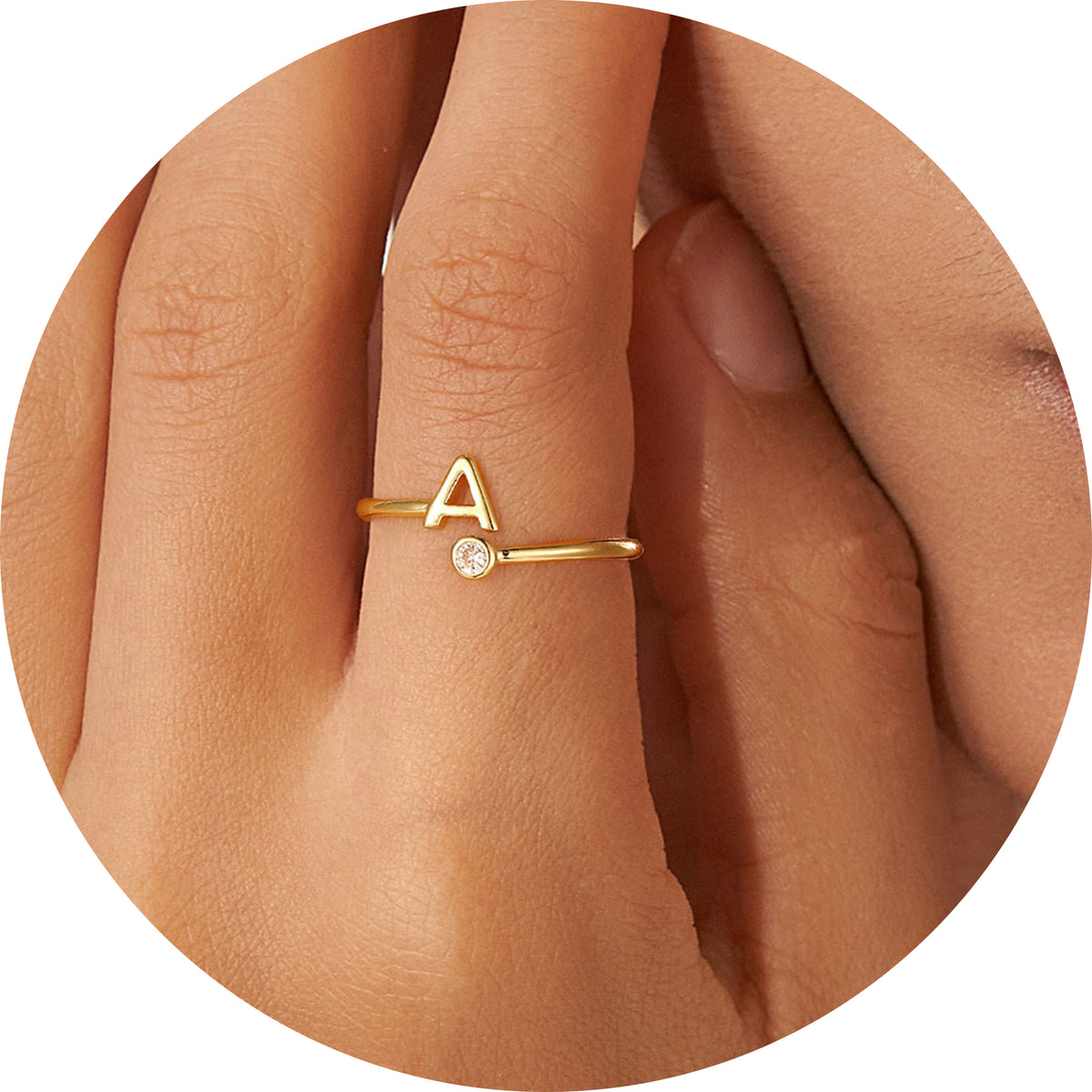 Turandoss Gold Rings for Women Girls Adjustable, Dainty Open Initial Rings for Women Non Tarnish, Fashion Accessories, Birthday Gifts for Teen Girls
