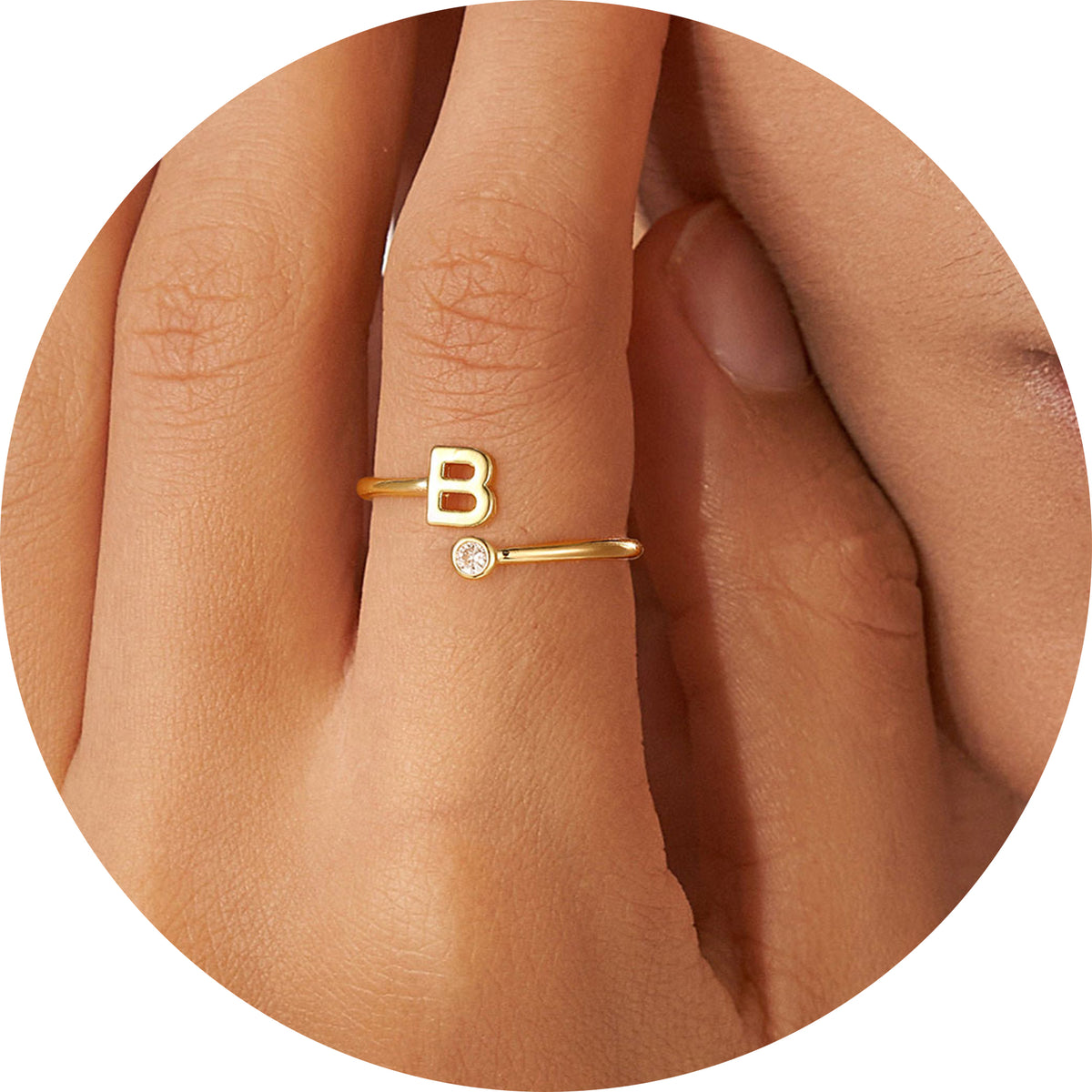 Turandoss Gold Rings for Women Girls Adjustable, Dainty Open Initial Rings for Women Non Tarnish, Fashion Accessories, Birthday Gifts for Teen Girls