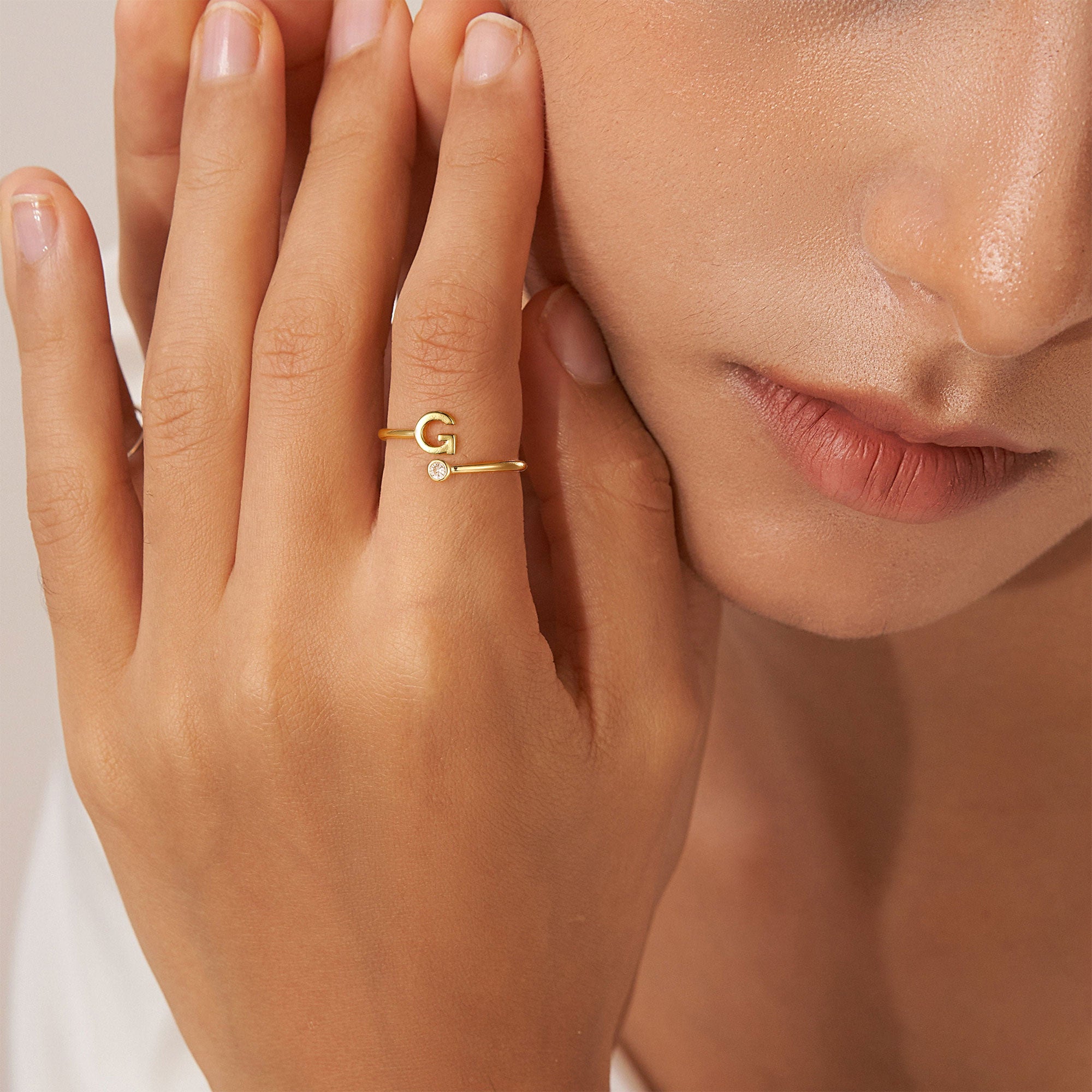 Turandoss Gold Rings for Women Girls Adjustable, Dainty Open Initial Rings Non Tarnish, Gold Jewelry, Birthday Valentine's Day Gifts for Women, M Turandoss Gold Rings for Women Girls Adjustable, Dainty Open Initial Rings Non Tarnish, Gold Jewelry, Birthday Valentine's Day Gifts for Women, M