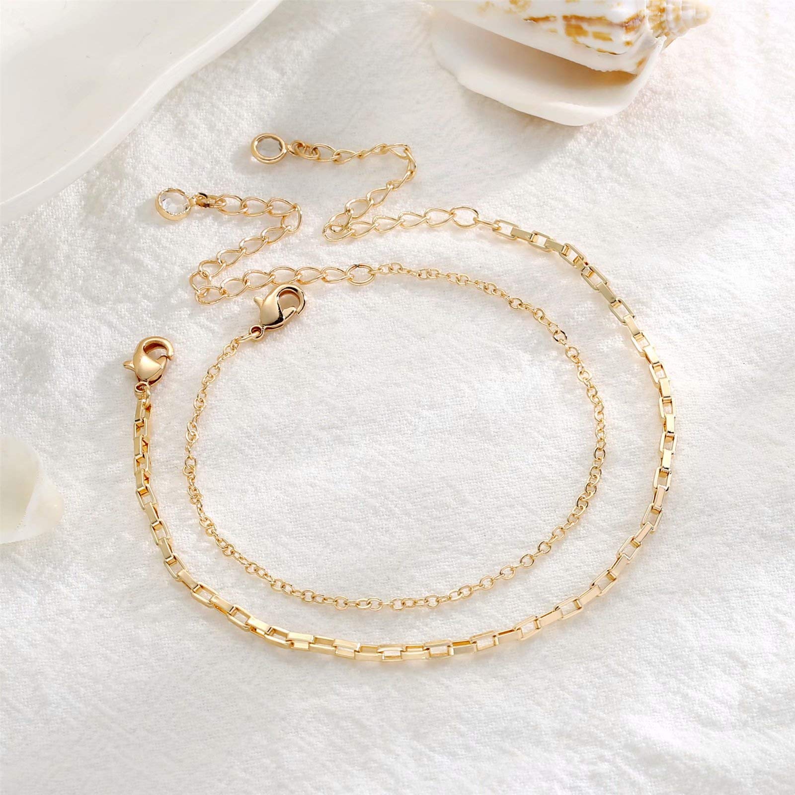 Layered Chain Dainty Gold Bracelets for Women
