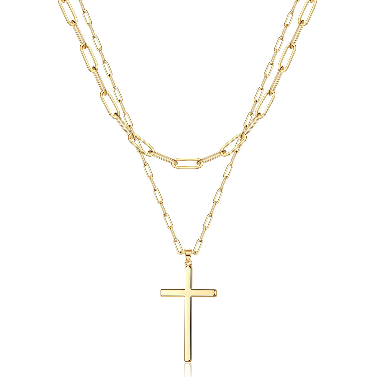 Link Chain&Cross Dainty Gold Choker Necklaces