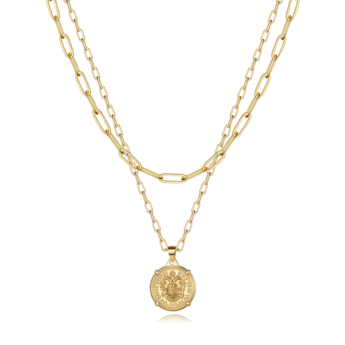 Link Chain&Medallion Dainty Gold Choker Necklaces
