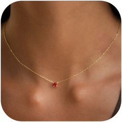 Turandoss Garnet Birthstone Necklaces for Women Trendy Dainty 14K Gold Plated Created Round Red January Birthstone Pendant Necklace Personalized Jewelry Birthday Gifts for Women Teen Girls