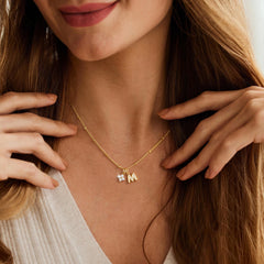Turandoss Initial Necklaces for Women 14K Gold Plated Letter A Clover Necklace for Women Trendy Dainty Zirconia Pendant Choker Necklace Womens Personalized Jewelry Birthday Gift