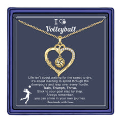 Turandoss Volleyball Necklace for Women Dainty 14K Gold Plated Volleyball Necklaces for Women Trendy Personalized CZ Heart Pendant Necklaces for Sports Fans Teams Gifts for Her
