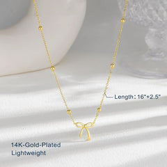 Turandoss Easter Gifts for Teen Girls Bow Necklace for Teen Girl Cute Stuff Dainty 14K Gold Plated Bow Pendent Choker Necklace Simple Trendy Jewelry Birthday Gifts for Kid Women Teen Girls