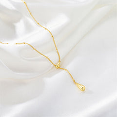 Turandoss Gold Necklace for Women Dainty Long 14K Gold Plated Small Pendant Lariat Necklaces YShaped Cute Tiny Teardrop Beaded Chain Necklace for Women Trendy Non Tarnish Jewelry Gifts
