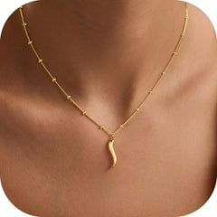 Turandoss Gold Necklace for Women Dainty Long 14K Gold Plated Small Pendant Lariat Necklaces YShaped Cute Tiny Teardrop Beaded Chain Necklace for Women Trendy Non Tarnish Jewelry Gifts