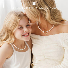 Turandoss Dainty 14K Gold Plated Heart Letter A Pendant Pearl Charm Initial Jewelry Bridesmaid Proposal Personalized Birthday Gifts for Little Girls Kids Trendy