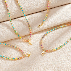 Turandoss Dainty 14K Gold Plated Letter A Colorful Initial Beads Pendent Necklace Jewelry Personalized Birthday Gifts for 5 6 7 8 9 10 Years Old Girls