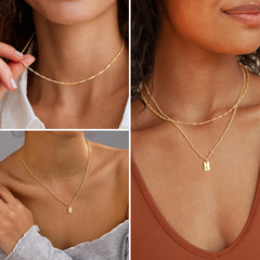 Turandoss Layered Initial Necklaces for Women Dainty Letter A Initial Necklaces Layered 14K Gold Plated Letter Necklace Personalized Birthday Gifts for Mom Wife