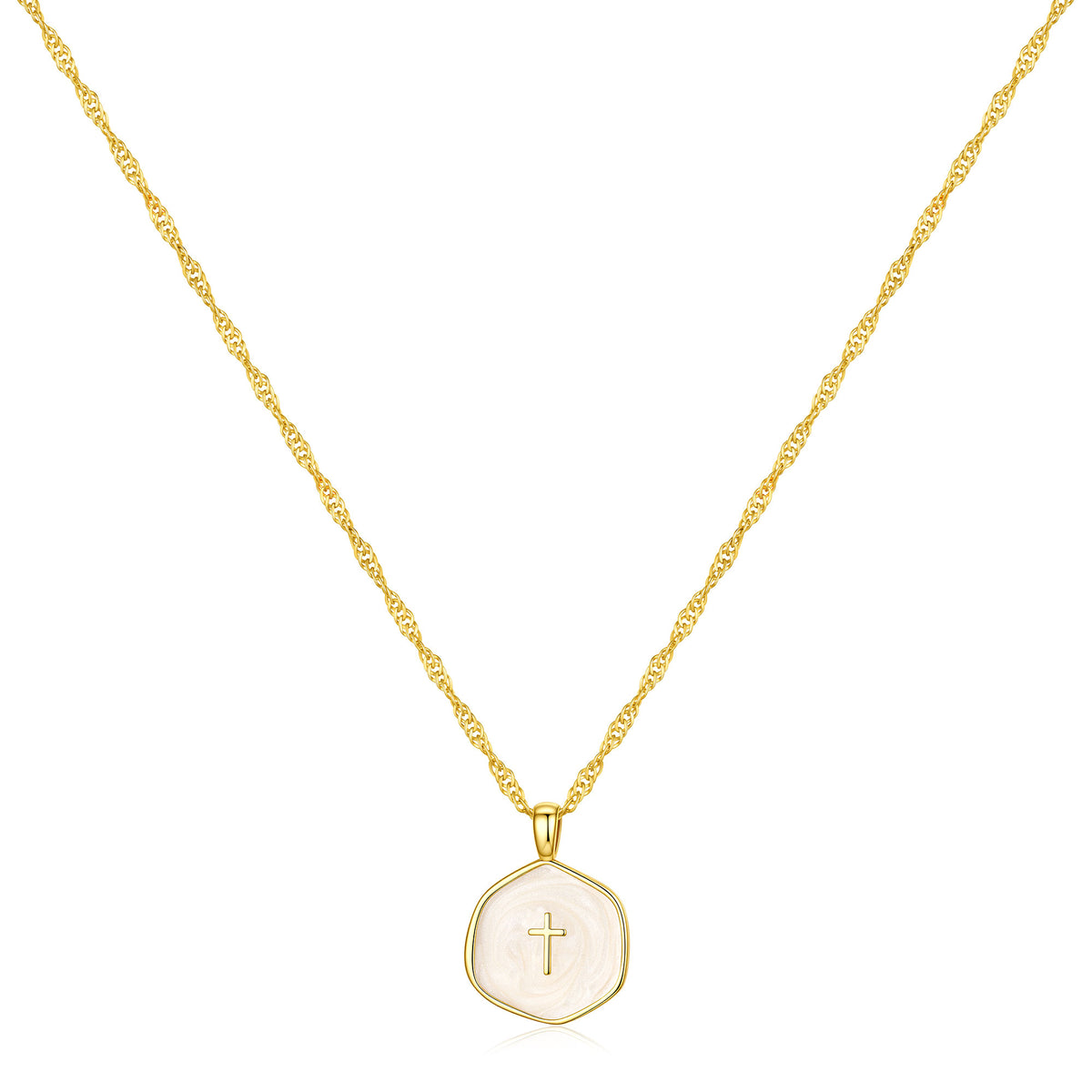 Turandoss 14K Gold Plated Cross Necklace for Women Dainty 14K Gold Plated Simple Small Tiny Enamel Cross Choker Necklace Trendy Jewelry Religious Christian Baptism Jesus Faith Jewelry Gifts