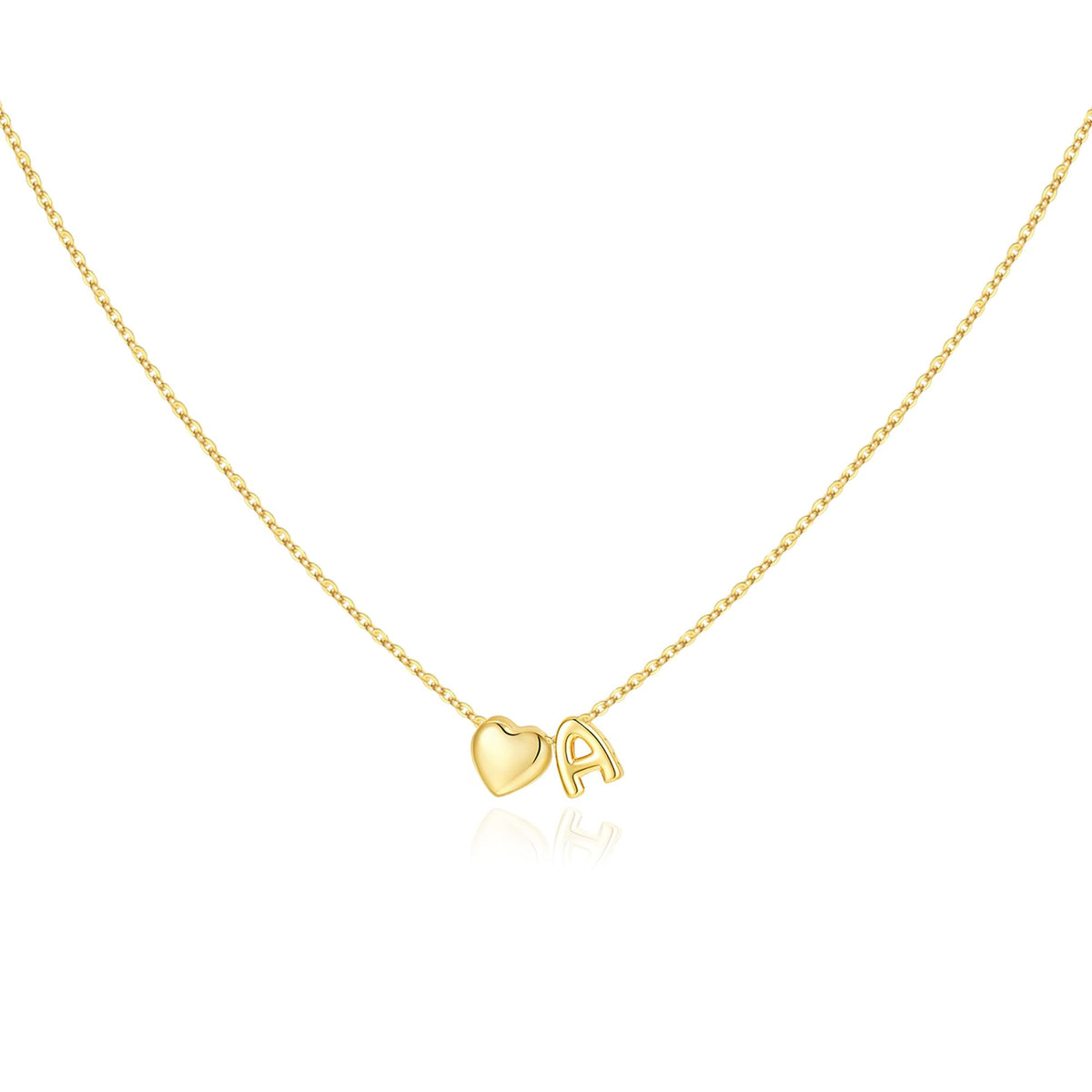 Turandoss Dainty Heart Initial Necklaces for Women 14K Gold Plated Tiny Letter Pendant Jewelry Birthday Teacher Appreciation Mothers Day Graduation Gifts for Her Mom Kids Teen Girls Wife Ideas