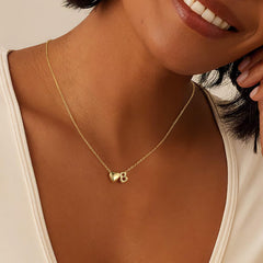 Turandoss Dainty Heart Initial Necklaces for Women Girls 14K Gold Plated Tiny Heart Letter Pendant Jewelry Personalized Birthday Gifts for Women Teen Girls Trendy