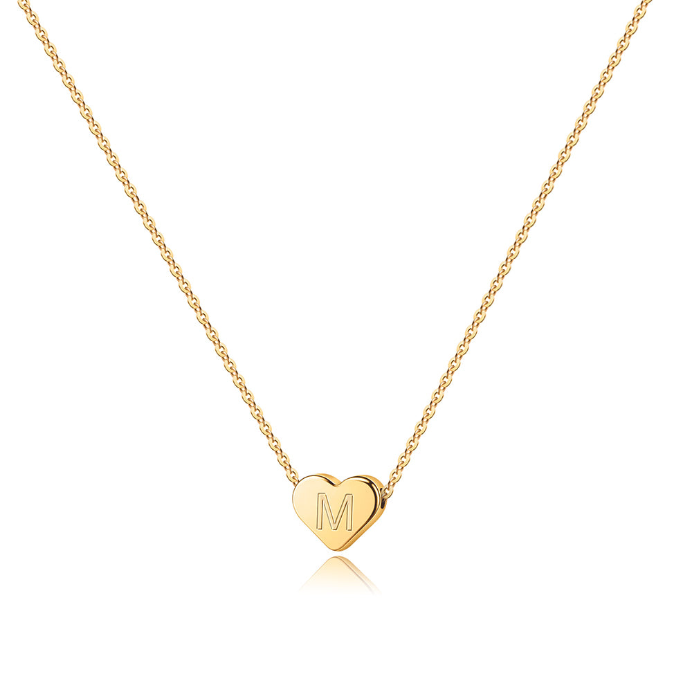 Gold Heart Initial Necklaces for Women Girls