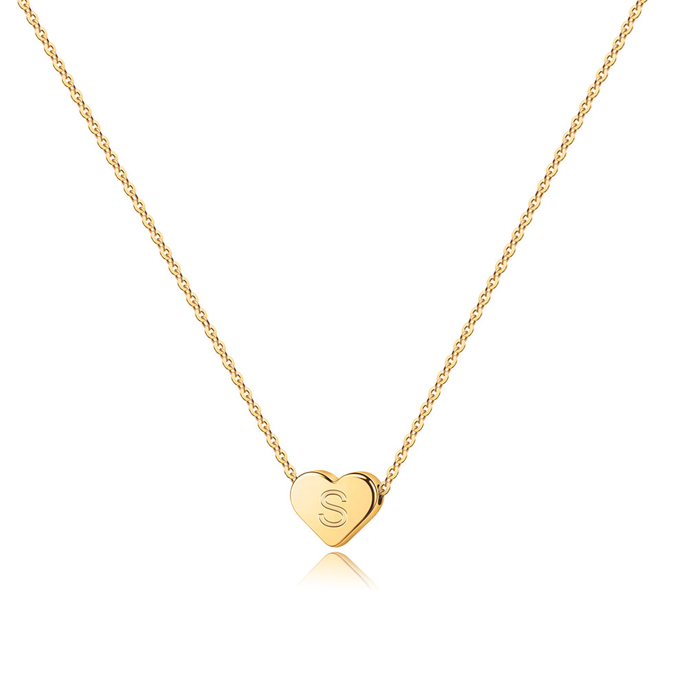 Gold Heart Initial Necklaces for Women Girls