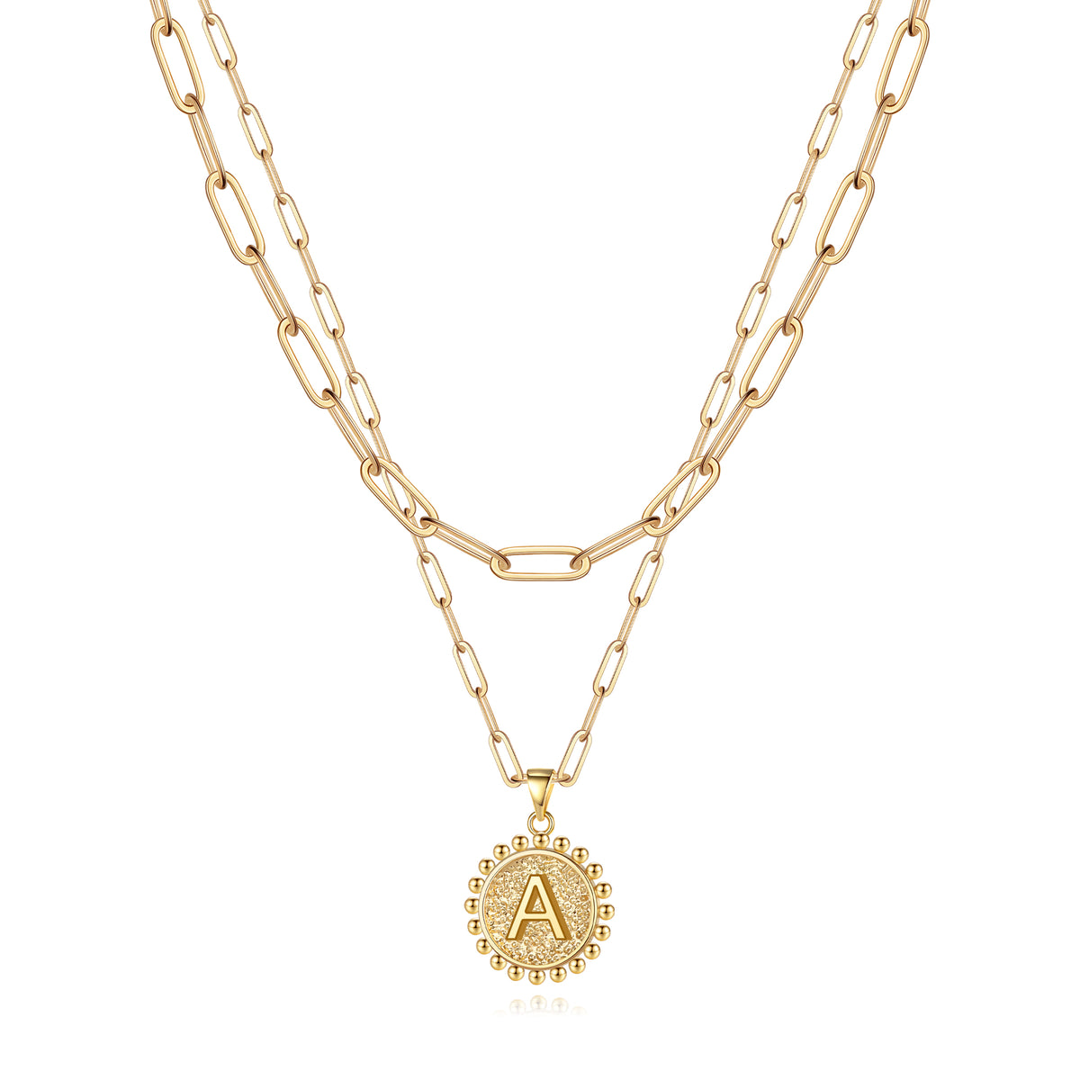 Turandoss Initial Necklace for Mom, Gold Plated Paperclip Chain Choker