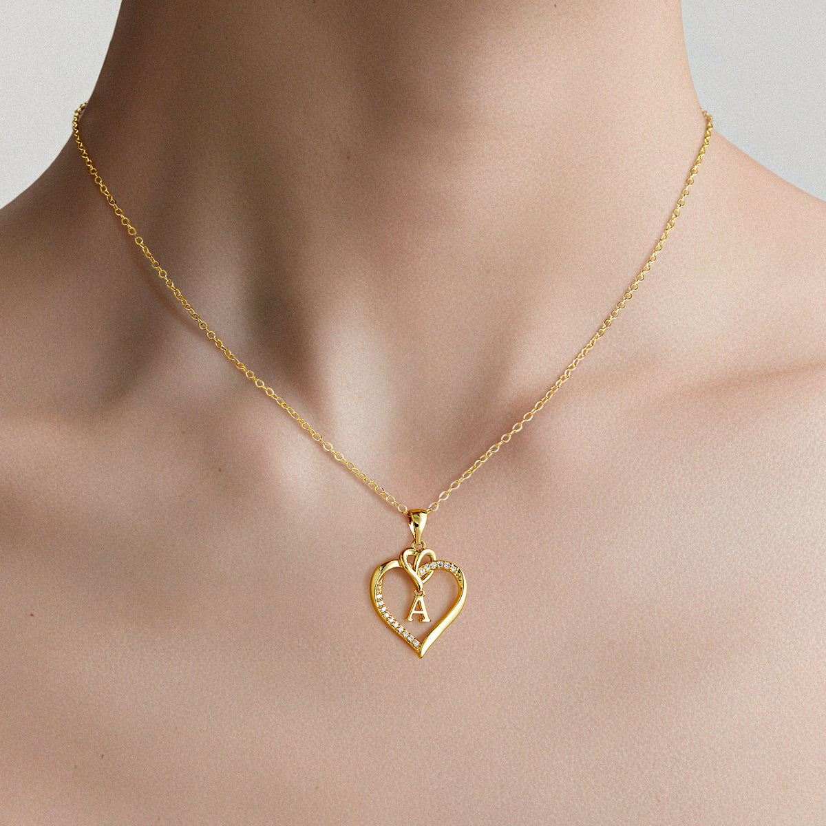 Turandoss 18K Gold Heart Initial Necklace for Women Girls, Dainty Zircon Pendant Necklace, Birthday Gifts for Women Girls, Gold Jewelry, 18+2.5In