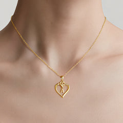 Turandoss 18K Gold Heart Initial Necklace for Women Girls, Dainty Zircon Pendant Necklace, Birthday Gifts for Women Girls, Gold Jewelry, 18+2.5In